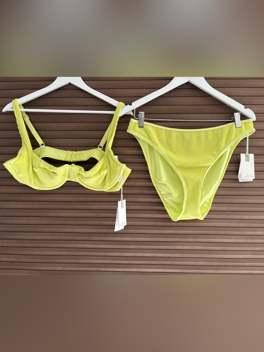 Good American Neon Lime Textured Bikini Set